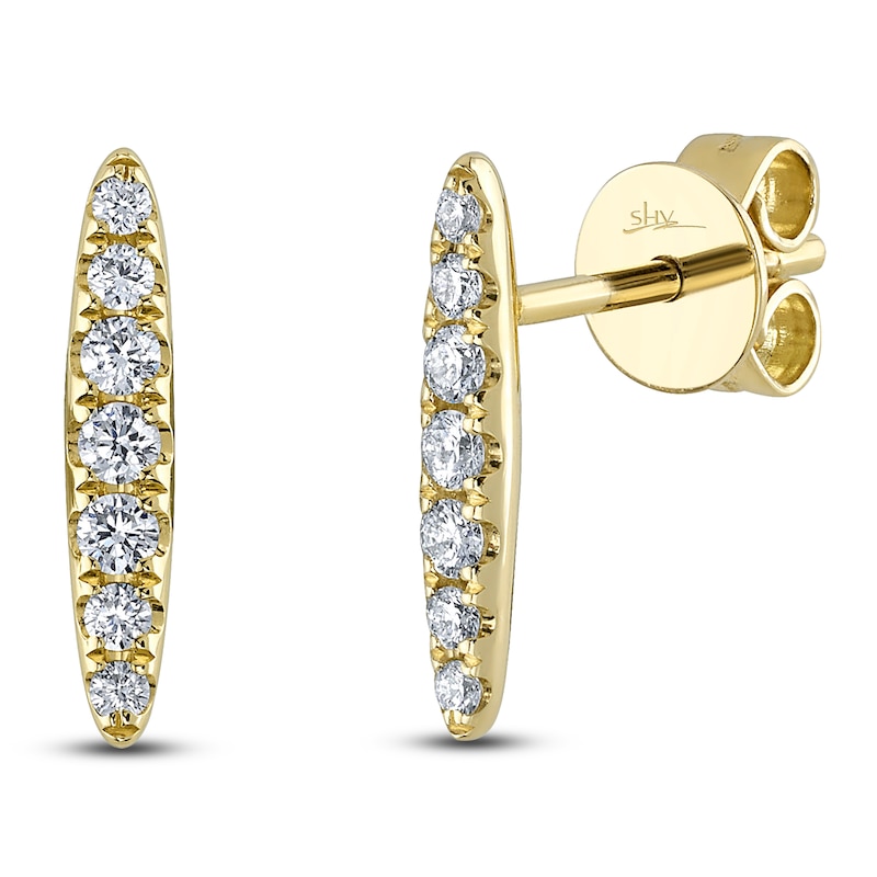 Main Image 2 of Shy Creation Diamond Tapered Bar Earrings 1/6 ct tw 14K Yellow Gold SC55024841