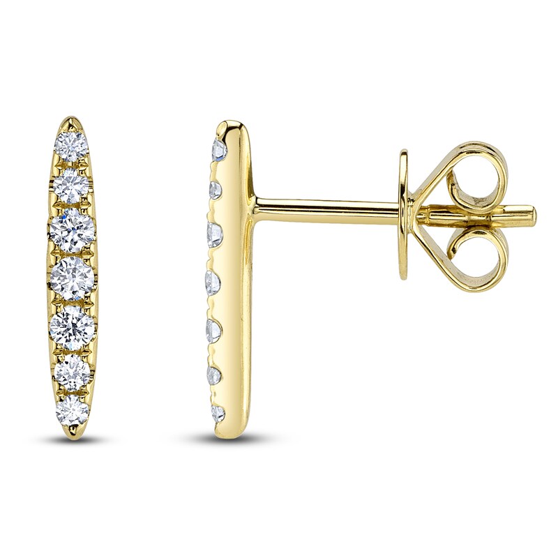 Main Image 3 of Shy Creation Diamond Tapered Bar Earrings 1/6 ct tw 14K Yellow Gold SC55024841