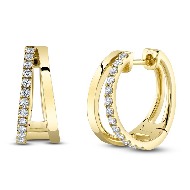 Main Image 1 of Shy Creation Diamond Split Hoop Earrings 1/4 ct tw 14K Yellow Gold SC55024883D0.65