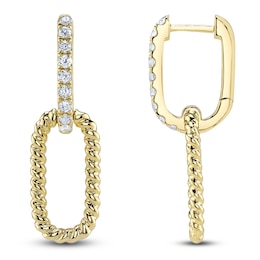 Shy Creation Diamond Twist Double Hoop Earrings 1/3 ct tw 14K Yellow Gold SC55024992