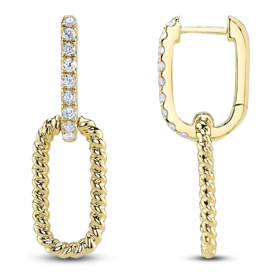 Shy Creation Diamond Twist Double Hoop Earrings 1/3 ct tw 14K Yellow Gold SC55024992