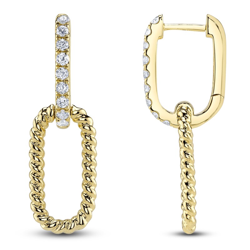 Main Image 1 of Shy Creation Diamond Twist Double Hoop Earrings 1/3 ct tw 14K Yellow Gold SC55024992