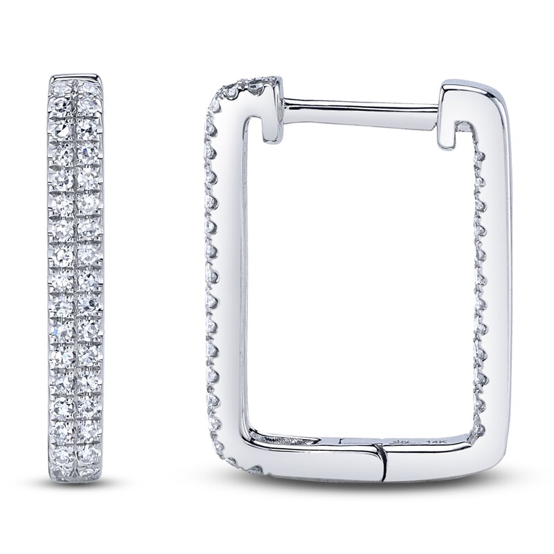 Main Image 1 of Shy Creation Diamond Rectangle Inside-Out Hoop Earrings 1/4 ct tw 14K White Gold J-SC55024154H0.60