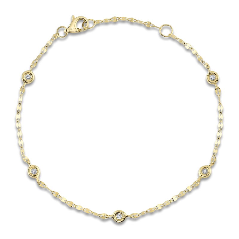 Main Image 1 of Shy Creation Diamond Bezel-Set Station Bracelet 1/10 ct tw 14K Yellow Gold 7" SC55025787