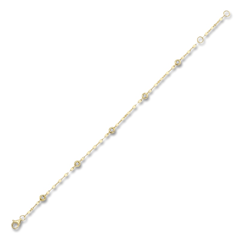 Main Image 2 of Shy Creation Diamond Bezel-Set Station Bracelet 1/10 ct tw 14K Yellow Gold 7" SC55025787