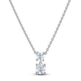Blue Nile X Jared Diamond Two-Stone Necklace 3/4 ct tw 14K White Gold 18"