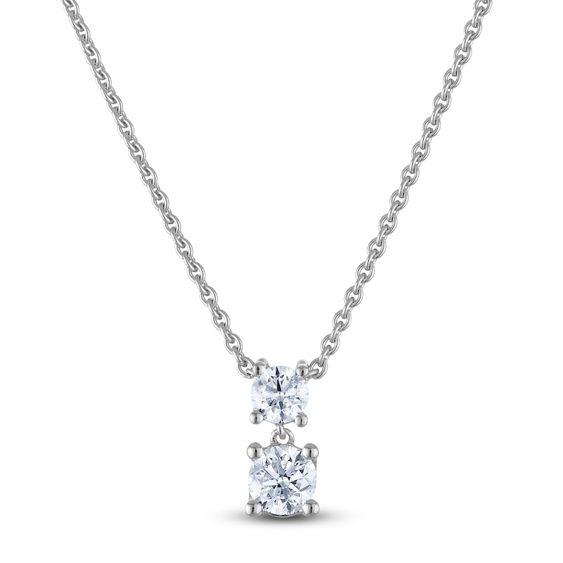 Main Image 1 of Blue Nile X Jared Diamond Two-Stone Necklace 3/4 ct tw 14K White Gold 18"
