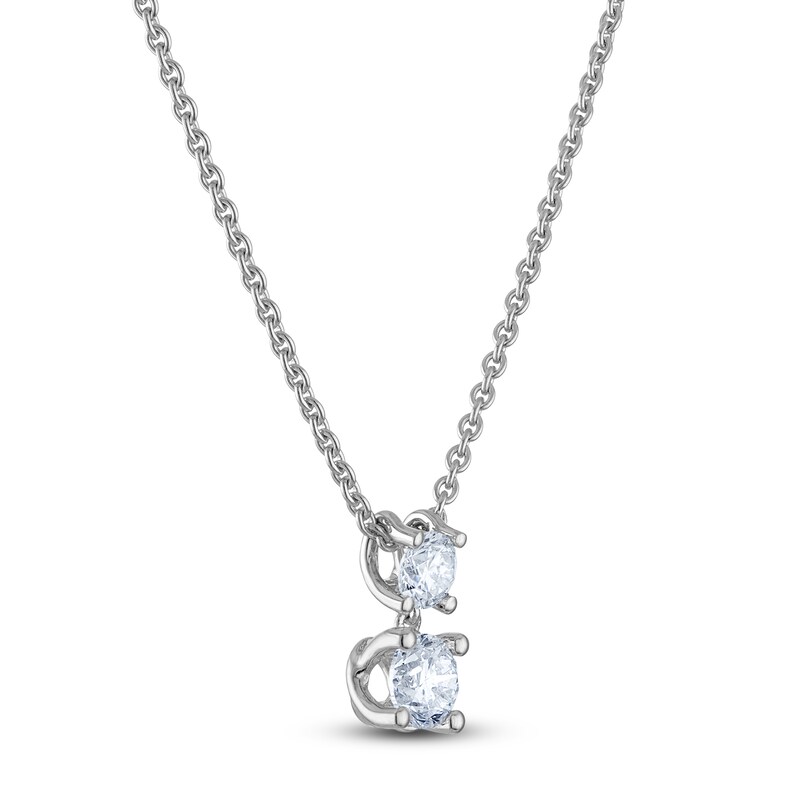 Main Image 2 of Blue Nile X Jared Diamond Two-Stone Necklace 3/4 ct tw 14K White Gold 18"