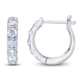 Shy Creation Diamond Five-Stone Hoop Earrings 3/4 ct tw 14K White Gold SC22006121V2