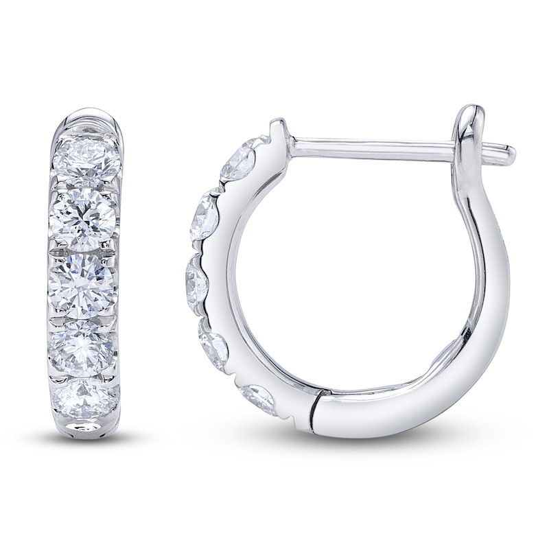 Main Image 1 of Shy Creation Diamond Five-Stone Hoop Earrings 3/4 ct tw 14K White Gold SC22006121V2