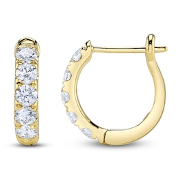 Shy Creation Diamond Five-Stone Hoop Earrings 3/4 ct tw 14K Yellow Gold SC22006122V2