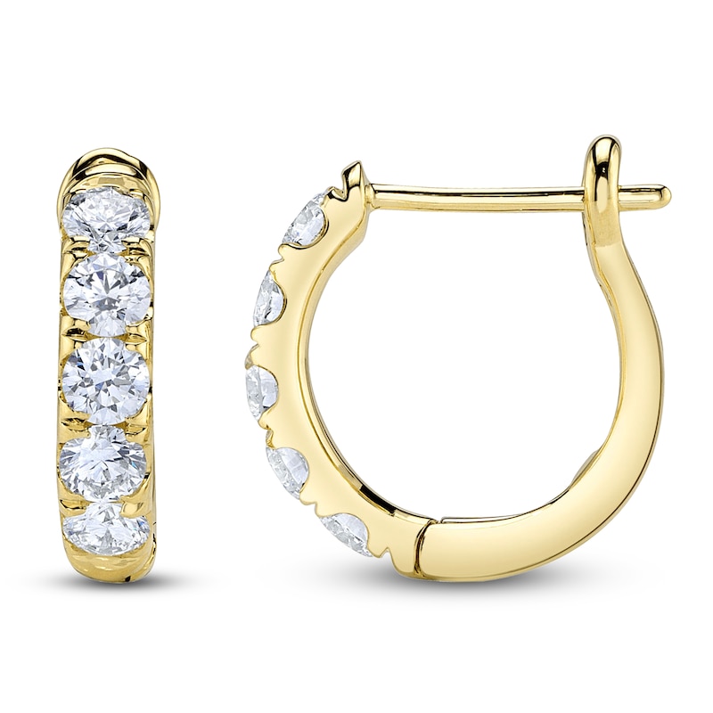 Main Image 1 of Shy Creation Diamond Five-Stone Hoop Earrings 3/4 ct tw 14K Yellow Gold SC22006122V2
