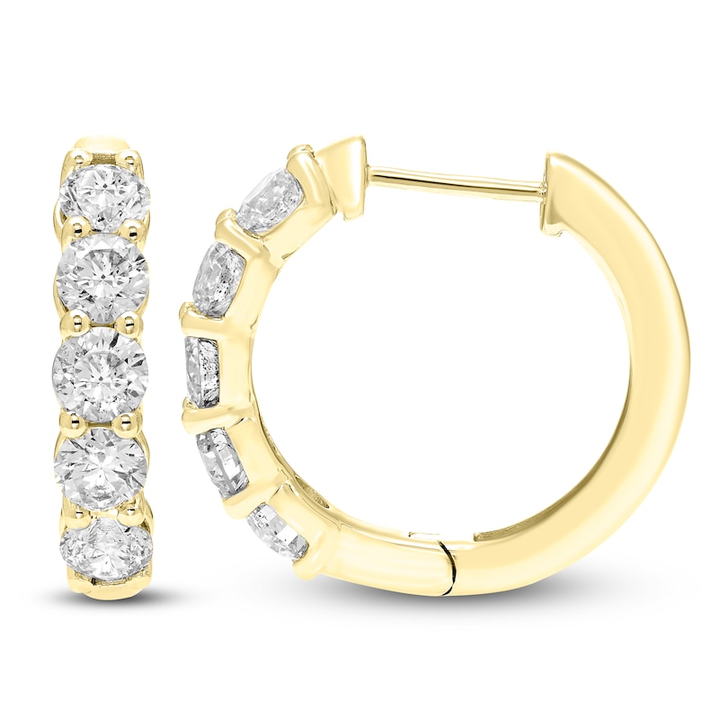 Main Image 1 of Brilliant Moments Diamond Five-Stone Hoop Earrings 2 ct tw 14K Yellow Gold