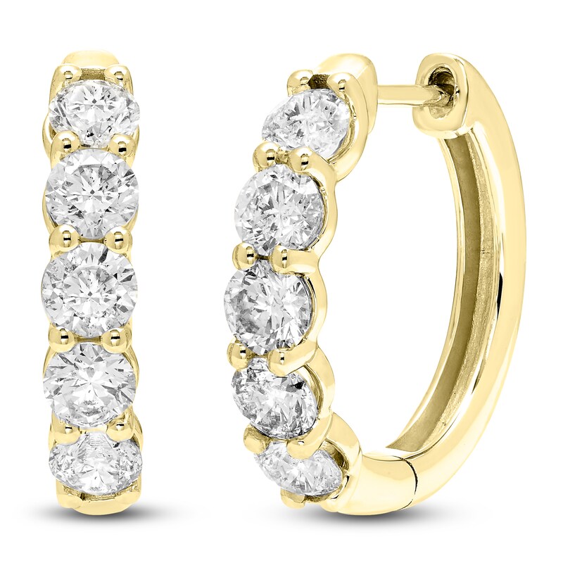 Main Image 2 of Brilliant Moments Diamond Five-Stone Hoop Earrings 2 ct tw 14K Yellow Gold