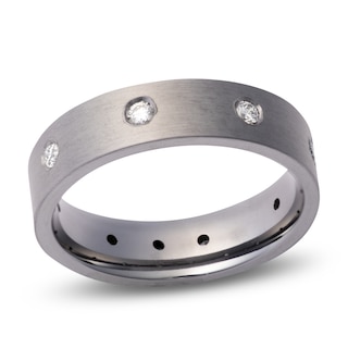 Rare Bond Men's 6mm Diamond Station Wedding Band 1/3 ct tw Tantalum