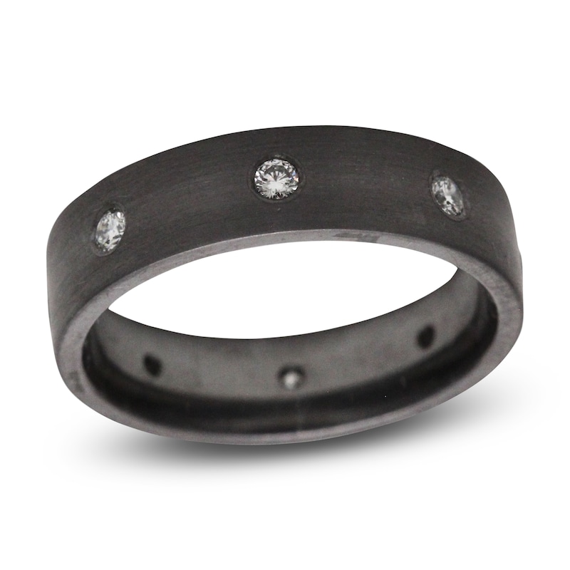 Main Image 1 of 6mm Diamond Station Wedding Band 1/3 ct tw Black Tantalum
