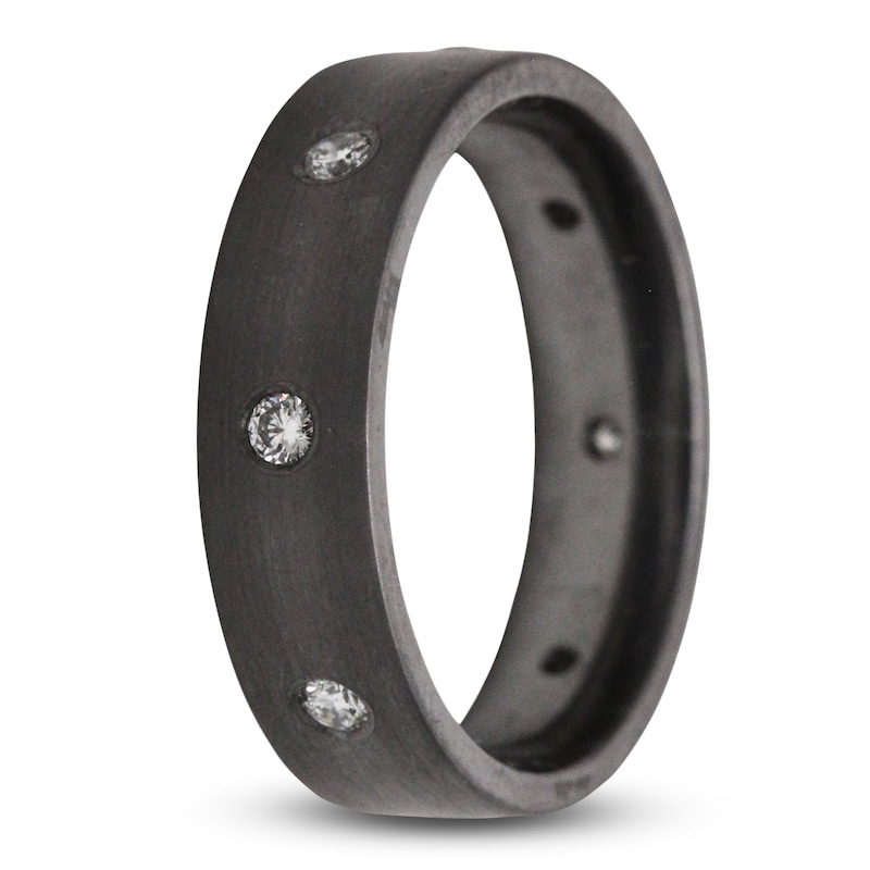 Main Image 2 of 6mm Diamond Station Wedding Band 1/3 ct tw Black Tantalum