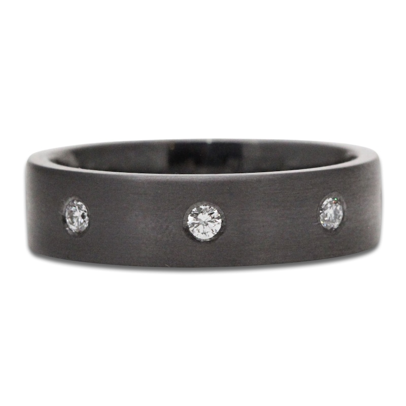 Main Image 3 of 6mm Diamond Station Wedding Band 1/3 ct tw Black Tantalum