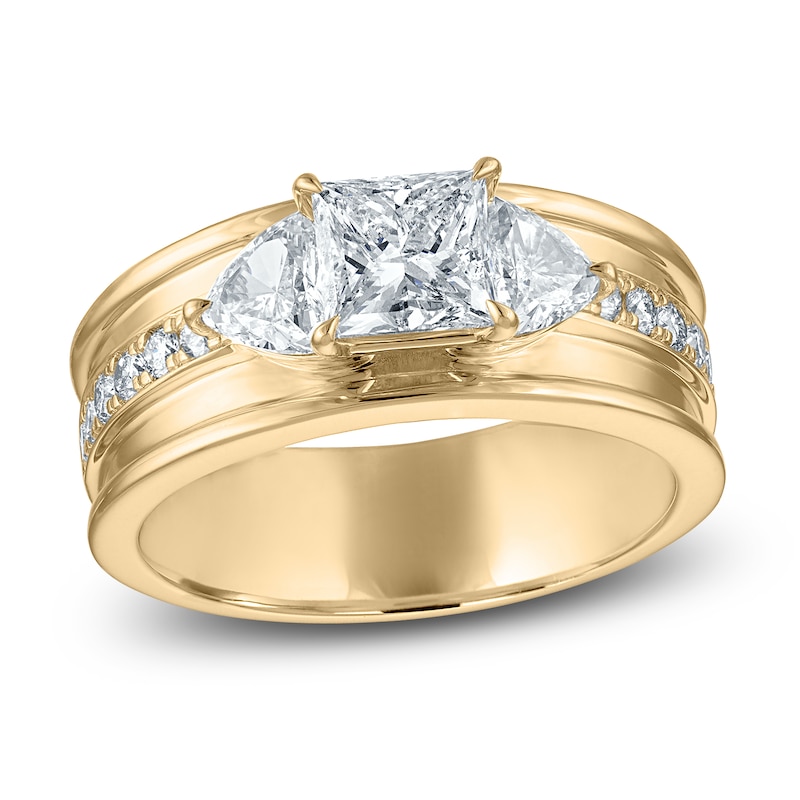 Main Image 1 of Vera Wang VOW Princess & Trillion-Cut Diamond Engagement Ring 1-7/8 ct tw 14K Yellow Gold