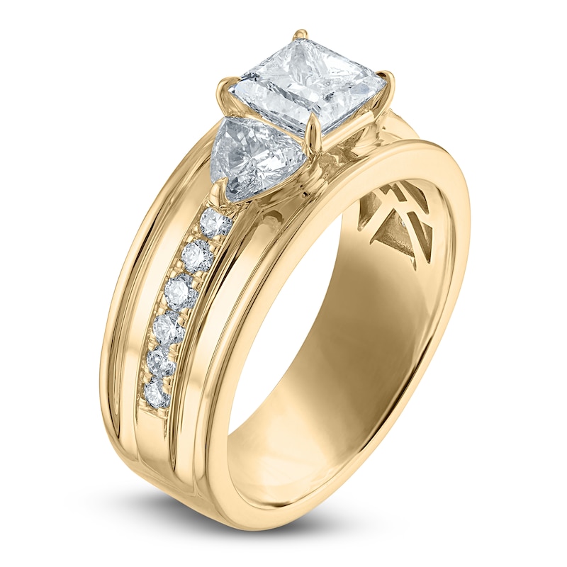 Main Image 2 of Vera Wang VOW Princess & Trillion-Cut Diamond Engagement Ring 1-7/8 ct tw 14K Yellow Gold