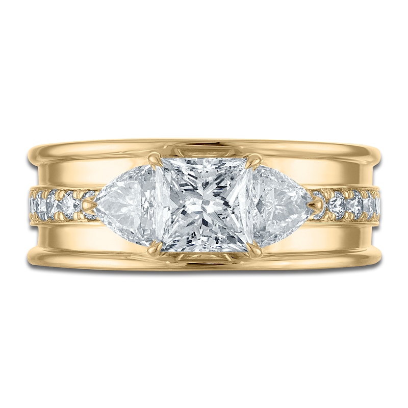 Main Image 3 of Vera Wang VOW Princess & Trillion-Cut Diamond Engagement Ring 1-7/8 ct tw 14K Yellow Gold