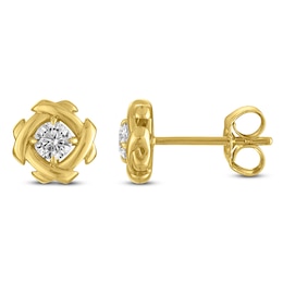Unspoken Diamond Halo Solitaire Stud Earrings 1/4 ct tw 14K Yellow Gold (I1/I)