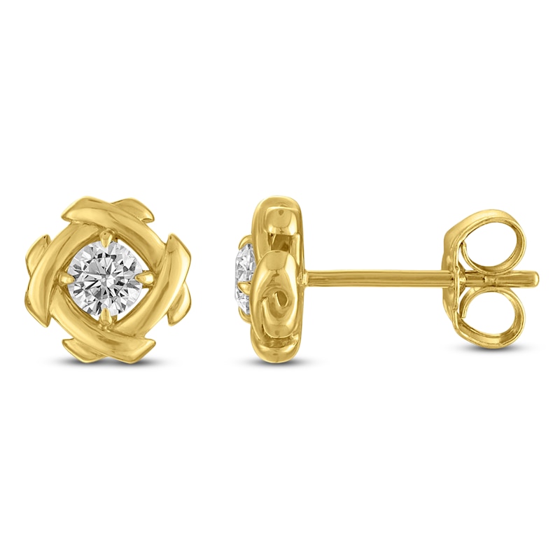 Main Image 1 of Unspoken Diamond Halo Solitaire Stud Earrings 1/4 ct tw 14K Yellow Gold (I1/I)