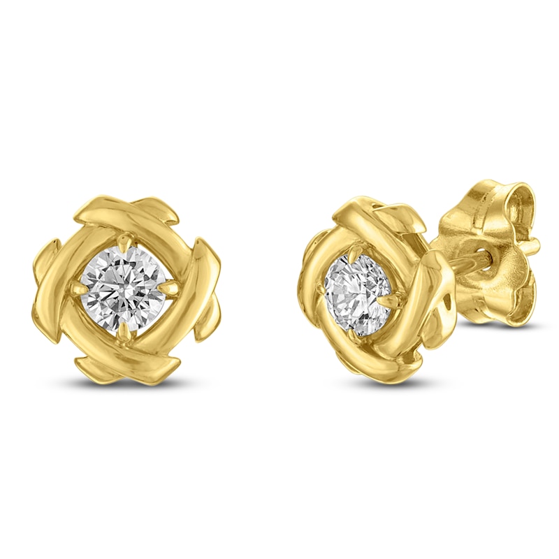 Main Image 2 of Unspoken Diamond Halo Solitaire Stud Earrings 1/4 ct tw 14K Yellow Gold (I1/I)