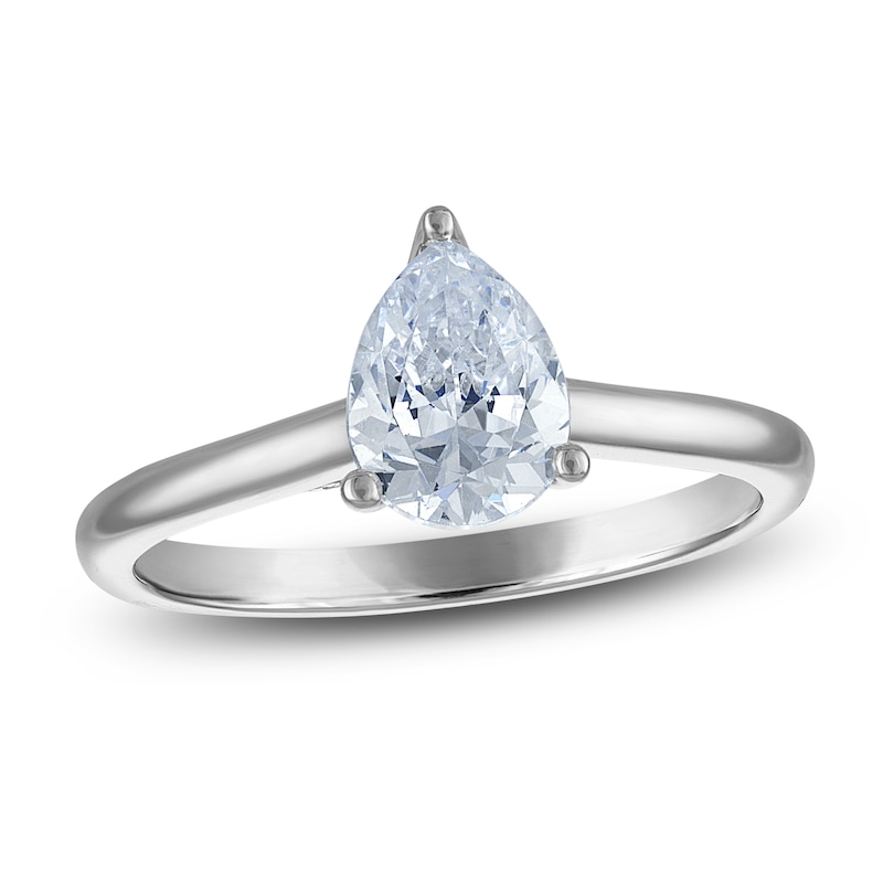 Main Image 1 of Pear-Shaped Lab-Grown Diamond Solitaire Plus Engagement Ring 7/8 ct tw Platinum (VS2/F)