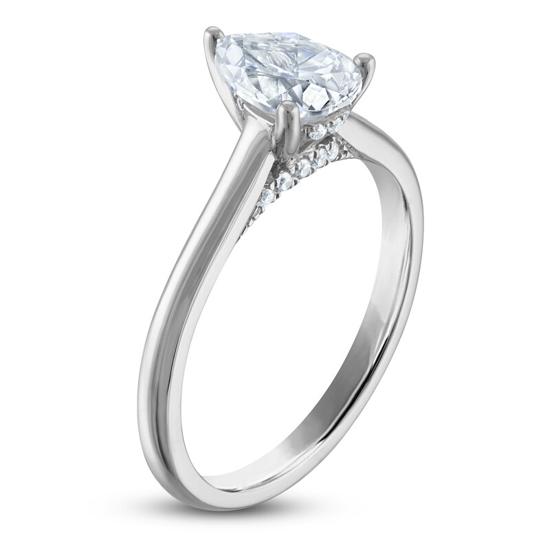 Main Image 2 of Pear-Shaped Lab-Grown Diamond Solitaire Plus Engagement Ring 7/8 ct tw Platinum (VS2/F)