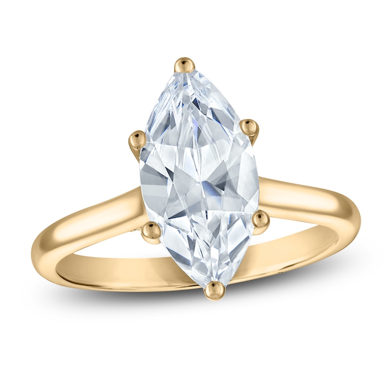 Main Image 1 of Marquise-Cut Lab-Grown Diamond Solitaire Plus Engagement Ring 2-5/8 ct tw 18K Yellow Gold (VS2/F)