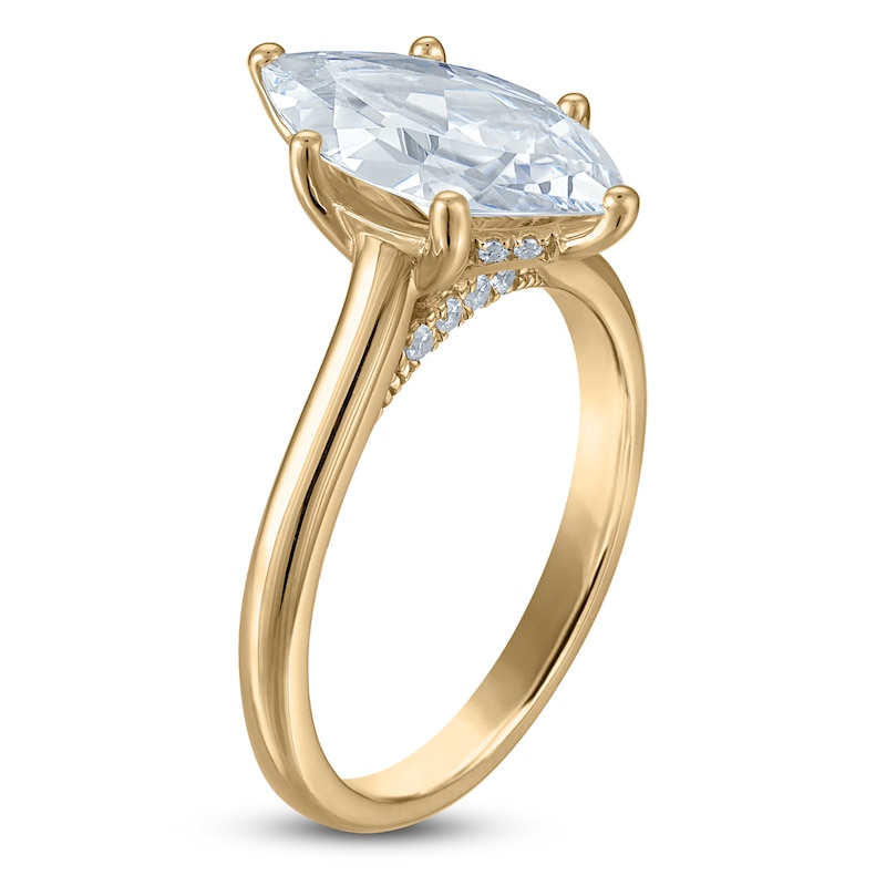 Main Image 2 of Marquise-Cut Lab-Grown Diamond Solitaire Plus Engagement Ring 2-5/8 ct tw 18K Yellow Gold (VS2/F)