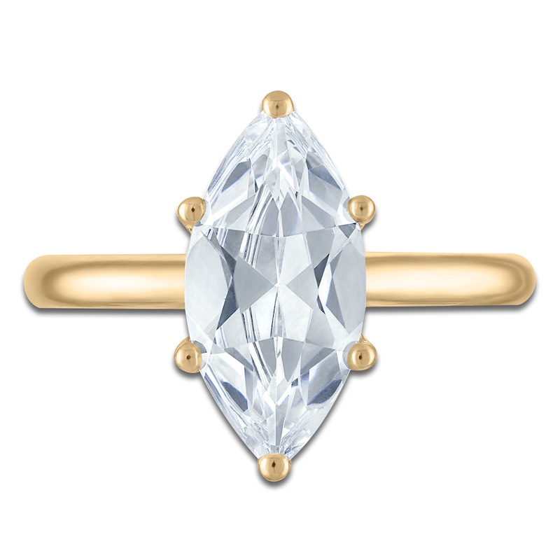 Main Image 3 of Marquise-Cut Lab-Grown Diamond Solitaire Plus Engagement Ring 2-5/8 ct tw 18K Yellow Gold (VS2/F)