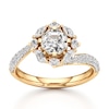 Thumbnail Image 1 of J'Lure Octagon Step-Cut Lab-Grown Diamond Halo Bypass Engagement Ring 1-5/8 ct tw 18K Yellow Gold