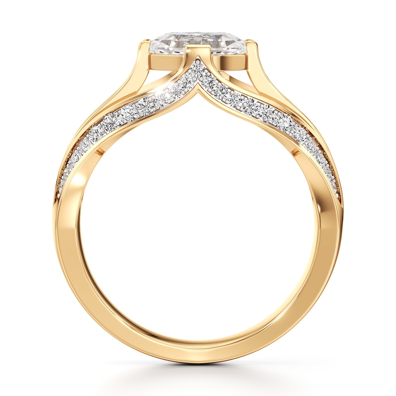 Main Image 2 of J'Lure Lab-Grown Diamond Oval Step-Cut Engagement Ring 1-3/8 ct tw 18K Yellow Gold
