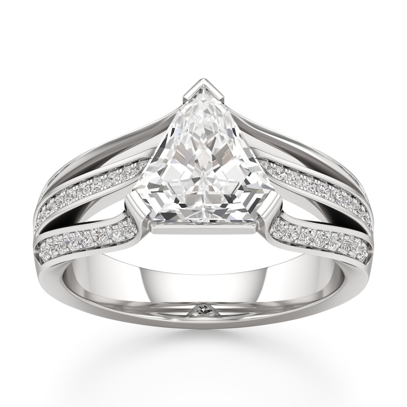Main Image 1 of J'Lure Lab-Created Diamond Shield Step-Cut Engagement Ring 2-1/3 ct tw 18K White Gold