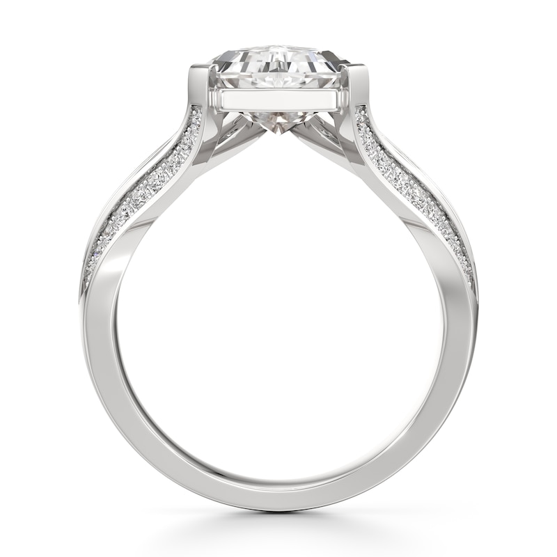 Main Image 2 of J'Lure Lab-Created Diamond Shield Step-Cut Engagement Ring 2-1/3 ct tw 18K White Gold