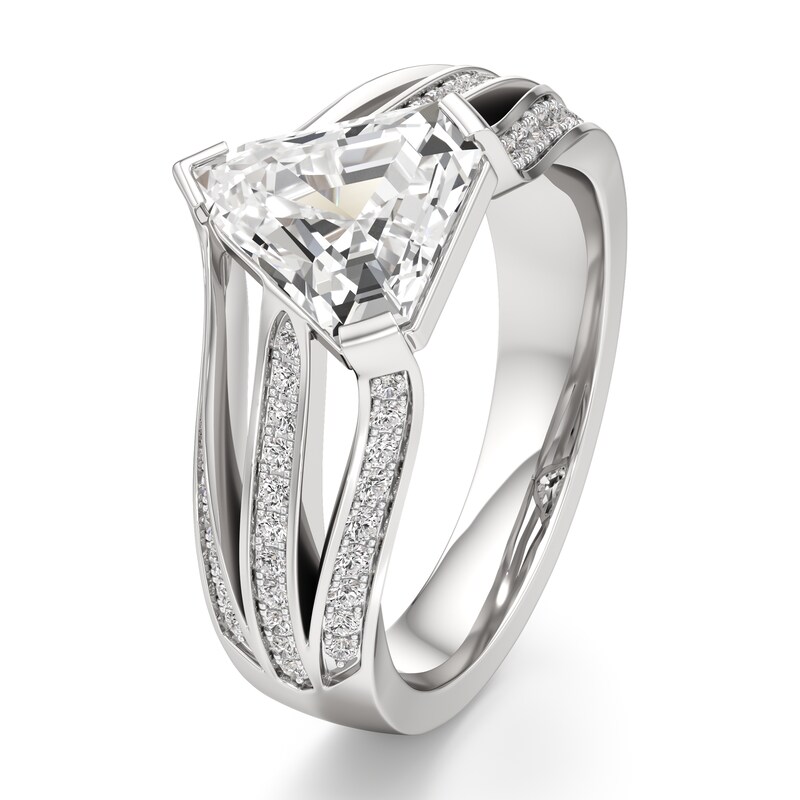Main Image 4 of J'Lure Lab-Created Diamond Shield Step-Cut Engagement Ring 2-1/3 ct tw 18K White Gold