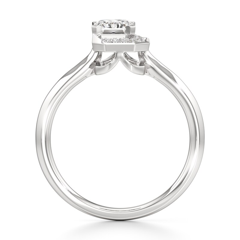 Main Image 2 of J'Lure Imperial-Emerald Step-Cut Lab-Grown Diamond Half-Halo Engagement Ring 1 ct tw 18K White Gold