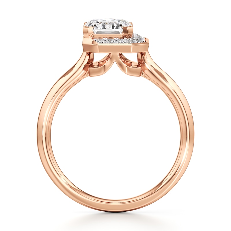 Main Image 2 of J'Lure Imperial-Emerald Step-Cut Lab-Grown Diamond Half-Halo Engagement Ring 2 ct tw 18K Rose Gold