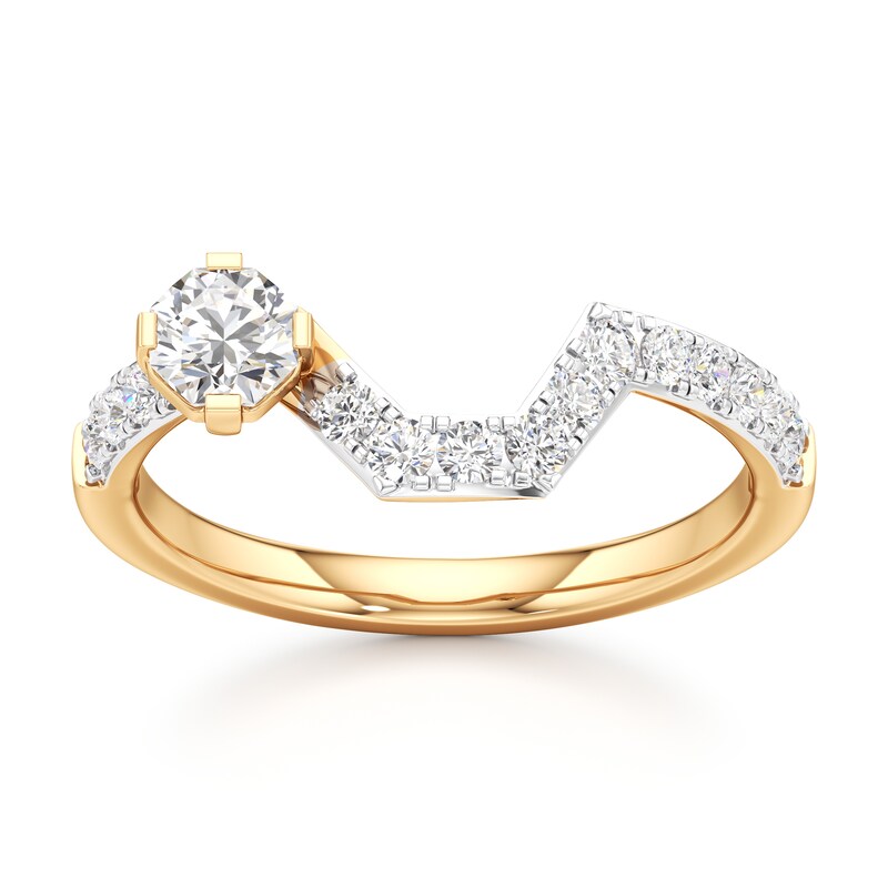 Main Image 1 of J'Lure Octagon Brilliant-Cut Lab-Grown Diamond Contour Wedding Band 1/2 ct tw 18K Yellow Gold