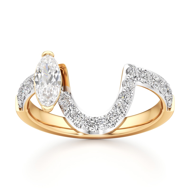 Main Image 1 of J'Lure Moval Old-Cut Lab-Grown Diamond Contour Wedding Band 7/8 ct tw 18K Yellow Gold