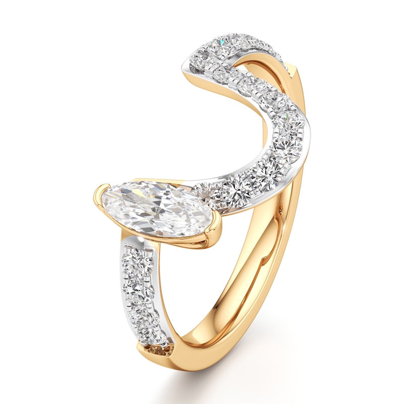 Main Image 4 of J'Lure Moval Old-Cut Lab-Grown Diamond Contour Wedding Band 7/8 ct tw 18K Yellow Gold