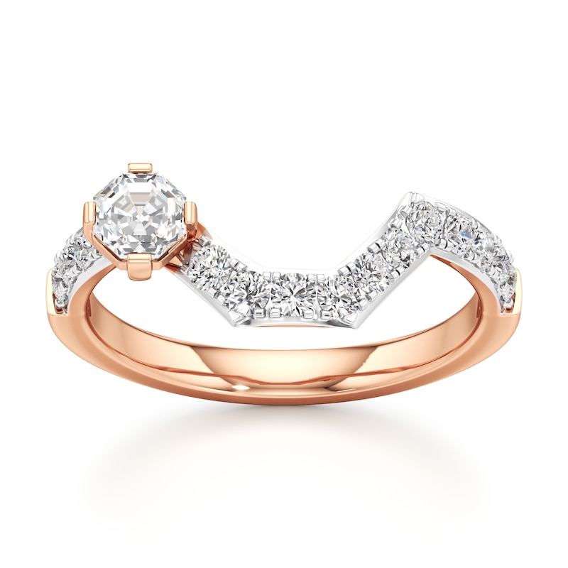 Main Image 1 of J'Lure Octagon Step-Cut Lab-Grown Diamond Contour Wedding Band 3/4 ct tw 18K Rose Gold