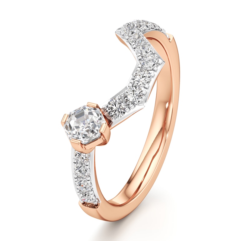 Main Image 4 of J'Lure Octagon Step-Cut Lab-Grown Diamond Contour Wedding Band 3/4 ct tw 18K Rose Gold
