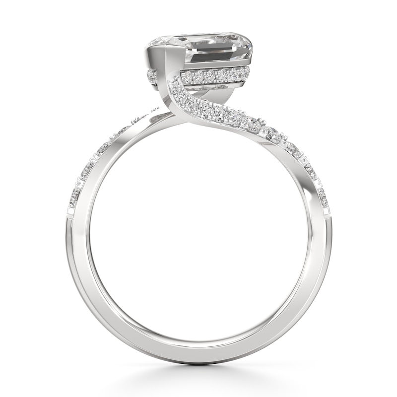 Main Image 2 of J'Lure Leaf Step-Cut Lab-Created Diamond Bypass Engagement Ring 2-1/2 ct tw 18K White Gold