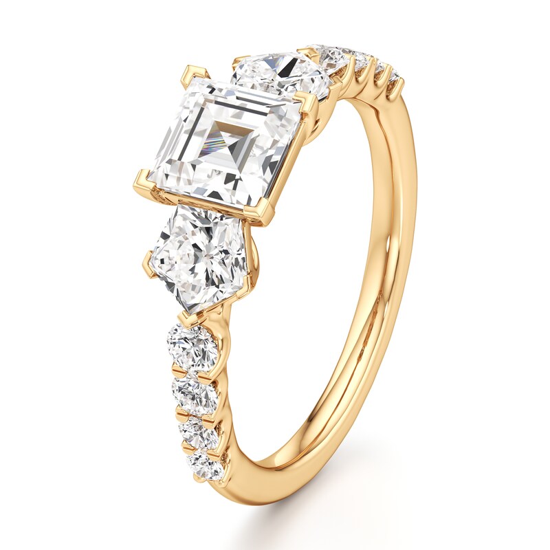 Main Image 4 of J'Lure Carre Step-Cut Lab-Grown Diamond Engagement Ring 2 ct tw 18K Yellow Gold