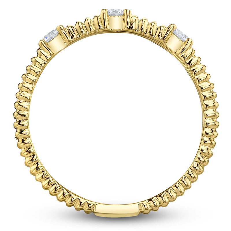 Main Image 3 of Shy Creation Diamond Three-Stone Ribbed Ring 1/5 ct tw 14K Yellow Gold