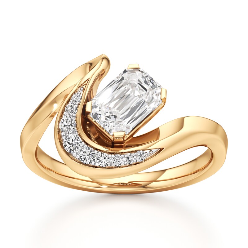 Main Image 1 of J'Lure Imperial-Emerald Step-Cut Lab-Grown Diamond Engagement Ring 1 ct tw 18K Yellow Gold