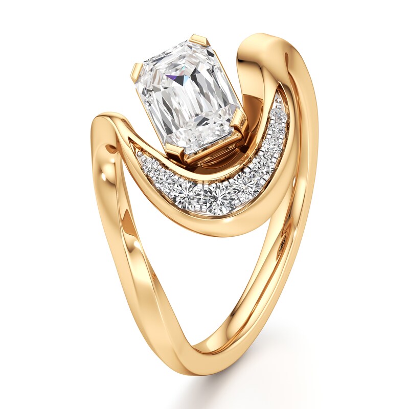 Main Image 4 of J'Lure Imperial-Emerald Step-Cut Lab-Grown Diamond Engagement Ring 1 ct tw 18K Yellow Gold